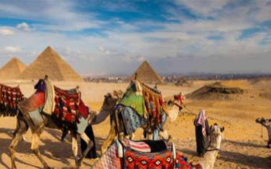 金字塔和骑骆驼的人们的照片是埃及的一些冒险经历